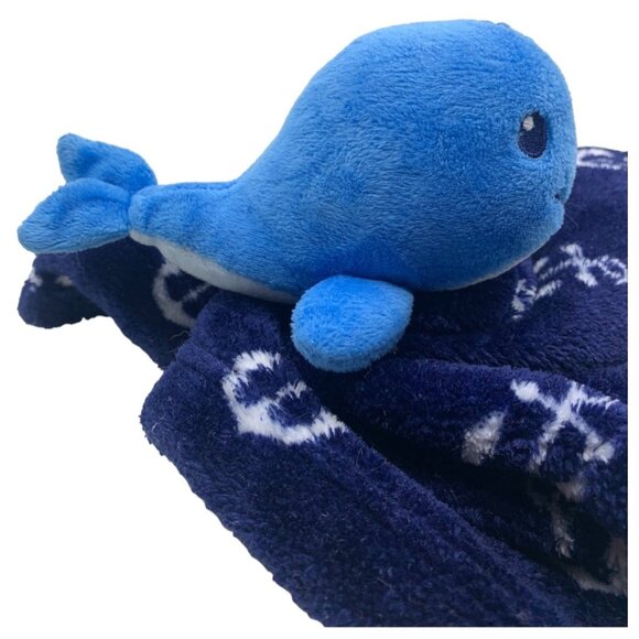 Blue Whale Anchor Lovey Baby Blanket Plush Stuffed Security Support Pet Toy - Picture 5 of 8